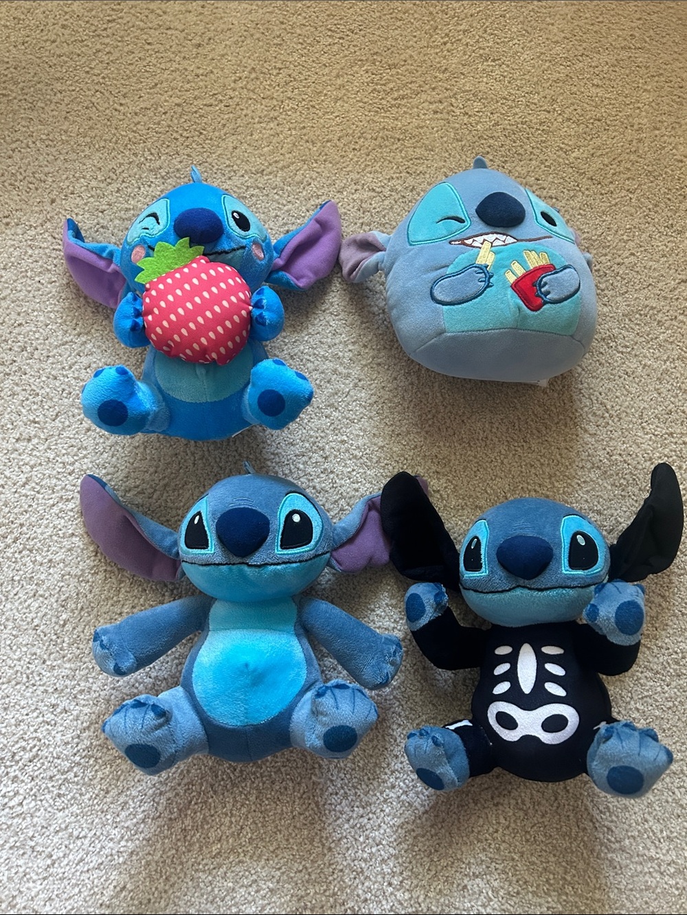Disney Stitch Plush Bundle in Blue, Teal, Purple and Black